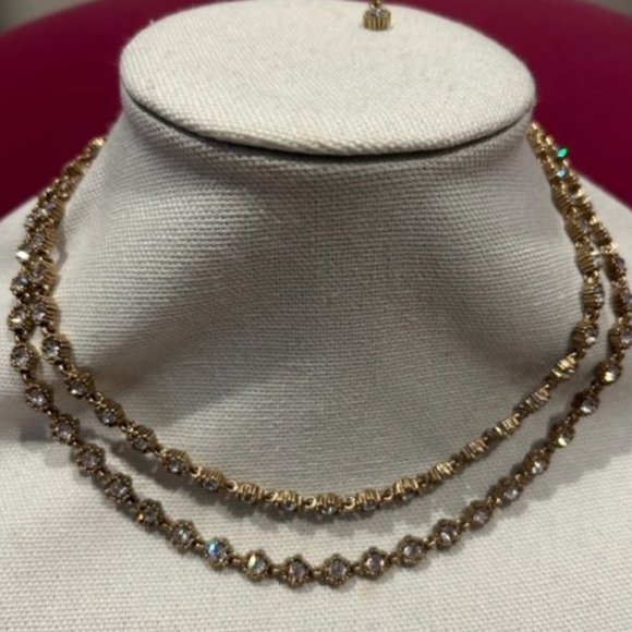 J. CREW 2-Strand Gold Rhinestone NECKLACE - Picture 8 of 10
